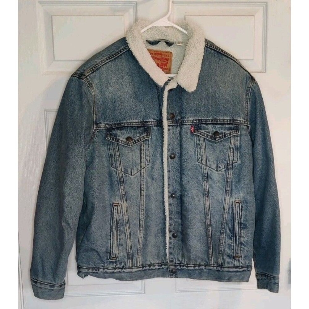 Levis Premium Heritage Sherpa Trucker Denim Jacket Mens XL, Jean Jacket
